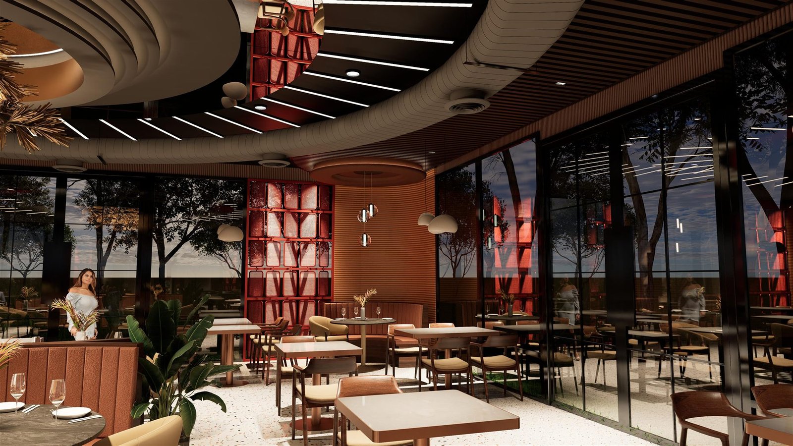 Baansera Restaurant - ceiling and seating